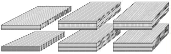 CAD zeichnung für 5-schicht bambus-massiv-platten 90° abgesperrt in horizontal und vertikal